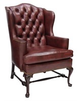 HANCOCK & MOORE BURGUNDY LEATHER WINGBACK CHAIR