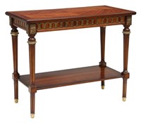 FRENCH LOUIS XVI STYLE MAHOGANY 2-TIER SIDE TABLE