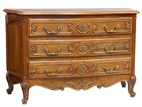 FRENCH LOUIS XV STYLE FRUITWOOD 3-DRAWER COMMODE