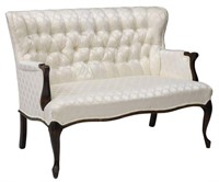 AMERICAN UPHOLSTERED WALNUT PARLOR SETTEE