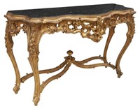LOUIS XV STYLE MARBLE-TOP GILT CONSOLE TABLE