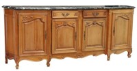 FRENCH LOUIS XV STYLE MARBLE-TOP WALNUT SIDEBOARD