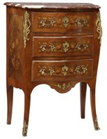 FRENCH LOUIS XV STYLE MARBLE-TOP MAHOGANY COMMODE