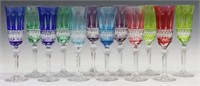 (12) FRENCH CUT-TO-CLEAR CRYSTAL CHAMPAGNE FLUTES