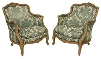 (2) FRENCH LOUIS XV STYLE PAINTED BERGERES