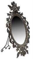 PATINATED BRONZE EASEL BACK VANITY MIRROR
