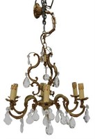 FRENCH LOUIS XV STYLE BRONZE & CRYSTAL CHANDELIER