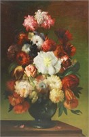 SIGNED FLORAL STILL LIFE PAINTING, 36" X 24"