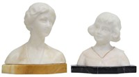 (2) CONTINENTAL CARVED ALABASTER FEMALE BUSTS