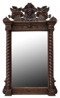 FRENCH LOUIS XIII STYLE CARVED OAK MIRROR