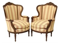 (2) FRENCH LOUIS XVI STYLE WINGBACK BERGERES