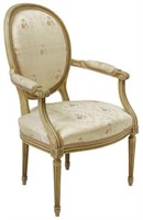 FRENCH LOUIS XVI STYLE MEDALLION BACK FAUTEUIL