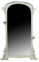 FRENCH ART NOUVEAU PAINTED PIER HALL MIRROR, 83"H