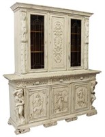 MONUMENTAL ITALIAN CARVED & PAINTED BOOKCASE