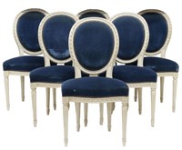 (6) FRENCH LOUIS XVI STYLE UPHOLSTERED CHAIRS
