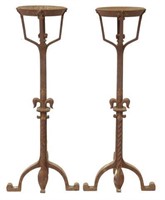 (2) ANTIQUE FRENCH WROUGHT IRON CANDLE PRICKETS