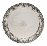 LARGE REED & BARTON STERLING SILVER FOOTED TRAY