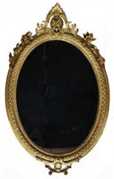 LOUIS XV STYLE GOLD LEAF OVAL MIRROR, 62" X 38"