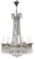 EMPIRE STYLE SILVER-TONE CRYSTAL 16-LT CHANDELIER