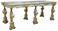 ITALIAN MARBLE-TOP PARCEL GILT & PAINTED TABLE