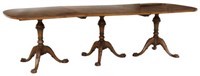 CHIPPENDALE STYLE TRIPLE PEDESTAL DINING TABLE