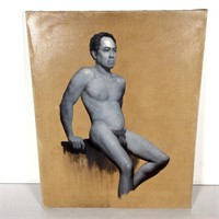 Unframed Nude Man, Oil on Canvas