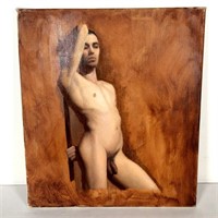 Unframed Nude Man,  Oil On Canvas