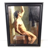 Framed Nude Man, Oil on Canvas