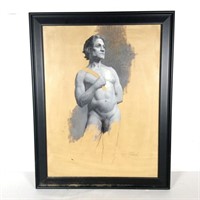 Framed Nude Man, Oil on Canvas