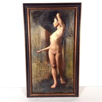 Framed Nude Woman, Oil on Canvas