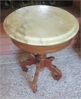 Marble top accent table. Measures: 18-1/2"Hx14"D.