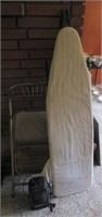 Vintage ironing board, folding step stool, and