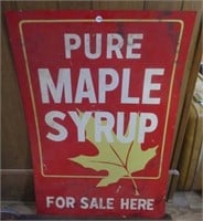 Vintage double sided metal Pure Maple Syrup for