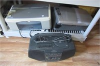 Contents of shelf including electronics such as