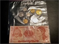 1 BILL FROM HONDURUS & 7 COINS FROM HONDURUS