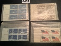 4 BLOCKS OF 4 CENT STAMPS