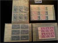 4 BLOCKS OF 4 CENT STAMPS