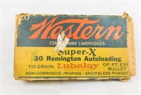 Western Super-X 30 Remington Ammo & Box