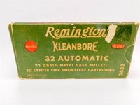 Remington Kleanbore 32 Auto Ammo & Box
