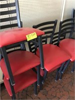 group of 7 chairs metal frame w/ red vinyl seats