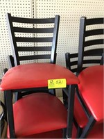 group of 6 chairs metal frame w/ red vinyl seats