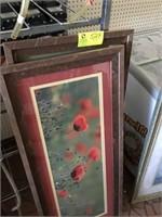 pair of floral prints/framed 18" x 42"