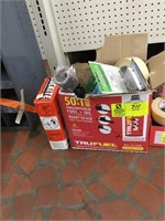 homeowners box w/ painting supplies including tape