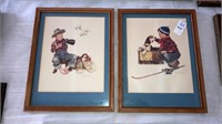 Boy & his dog- Pair of Norman Rockwell framed