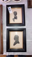 Set of 2 silhouettes Colonial Miss & The Esquire