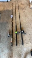 3 fishing rods & reels incl. Shakespeare Ugly