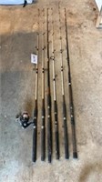 6 fishing rods & 1 reel incl. Shakespeare Catfish