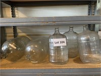 5 large glass wine jars/bottles