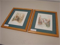 2-set Water Color Paintings - 13" x 16"