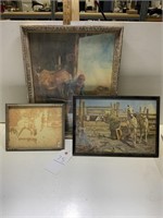 Antique Framed Art, 3 Pieces